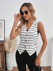 SHEIN LUNE Women Casual Striped Sleeveless Tank Top, Basic Clothing For Spring, Summer, Autumn, Winter Crop Tops Tube Top Cute Tops