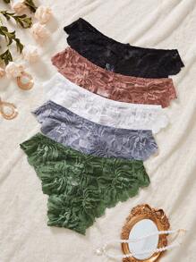5pcs/Pack Lace Soft Comfy Panties Set - Multicolor - View 2