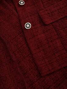 Sweetra Kardigan Vintage Square Collar Pullover Slim Fit dla kobiet, jesień/zima - Burgund - Zobacz 5