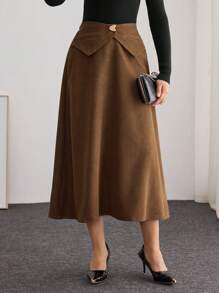 Modelyn Jupe élégante style A-ligne avec taille froncée et empiècement pour femmes, style urbain