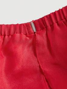 SHEIN MOD Đầm hai dây thanh lịch nhiều lớp buộc phía trước màu trơn cho nữ - Đỏ - Xem 10