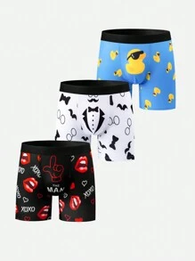 3 Packs Men Digital Print Boxer Briefs - Multicolor - View 3