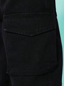 SUMWON Tween Boys Washed Looses Fit Cargo Jean - Black - View 6