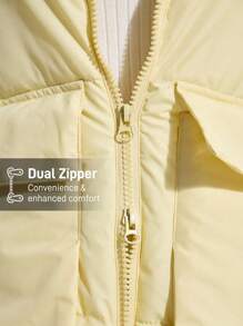 In My Nature Bright Yellow Padded Coat, Mid-Length, New 2024 Winter Collection, Korean Style, Loose Fit, Thick & Warm, Outerwear