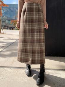 DAZY Women's Checkered A-Line Skirt, Casual Everyday Wear,Fall Clothes Plaid