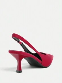 CUCCOO BIZCHIC Giày cao gót mũi nhọn đính đá mỏng cho nữ vào dịp Giáng sinh và năm mới, mùa thu và đông - Đỏ - Xem 7