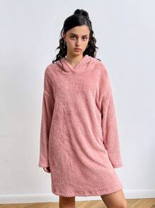 SHEIN Váy rộng rãi thoải mái màu hồng cho bé gái tuổi teen, váy phong cách thường ngày của trường đại học, mùa thu/đông - Hồng - Xem 6