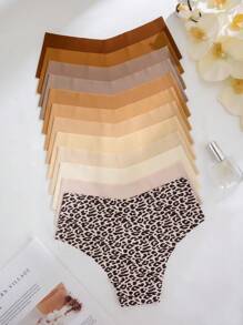 12 chiếc quần lót tam giác thiết kế đơn giản cho nữ, mặc thường ngày - Nhiều màu - Xem 2