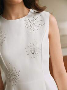 Anewsta Đầm dài không tay cổ tròn thường ngày cho nữ, phong cách tối giản để mặc hàng ngày - trắng - Xem 2