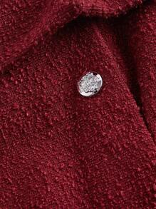 SHEIN MOD 1 件女士优雅露肩双排扣短裙，派对/活动穿着 - 酒紅色 - 查看 3