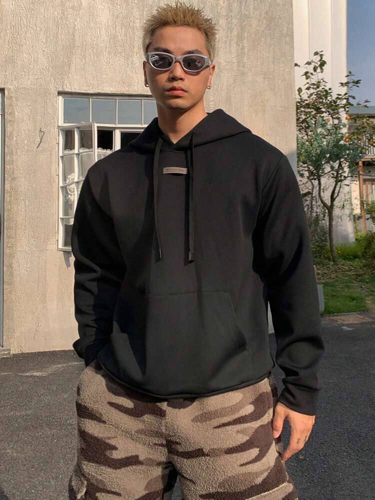 Men's Casual Minimalist Pullover Hoodie, For Everyday Wear,Fall Clothes