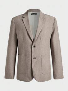 Manfinity VCAY 2pcs Men Business Suit Set, Slim Fit Long Sleeve Casual Suit, Suitable For Autumn And Winter - Khaki - View 3