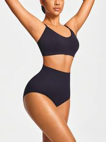 SHAPORA Seamless High-Waisted Brief Shapewear Short Body Shaper Butt Lifter-Tummy Waist Control - Black - View 6