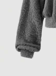 SHEIN 少女时尚街头服饰休闲上衣和裙子运动套装，秋冬街头风格 - 深灰色 - 查看 5