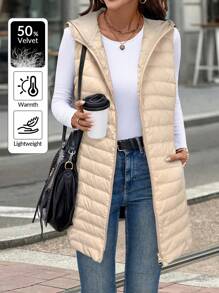 SHEIN LUNE Long Vest With Hood