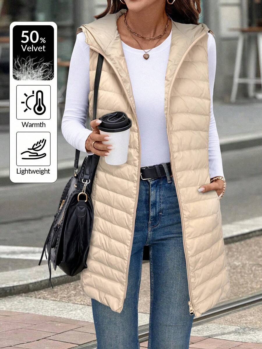 SHEIN LUNE Long Vest With Hood