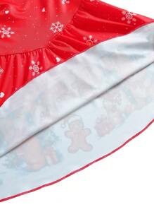 SHEIN Jonge meisjes cosplay getailleerde rode jurk voor kinderen herfst/winter/kerst