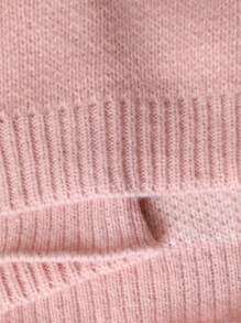 SHEIN LUNE Áo len cỡ lớn kiểu dáng thường ngày phối màu họa tiết răng cưa, thích hợp cho mùa thu/đông, áo chui đầu dệt kim. - Hồng - Xem 3