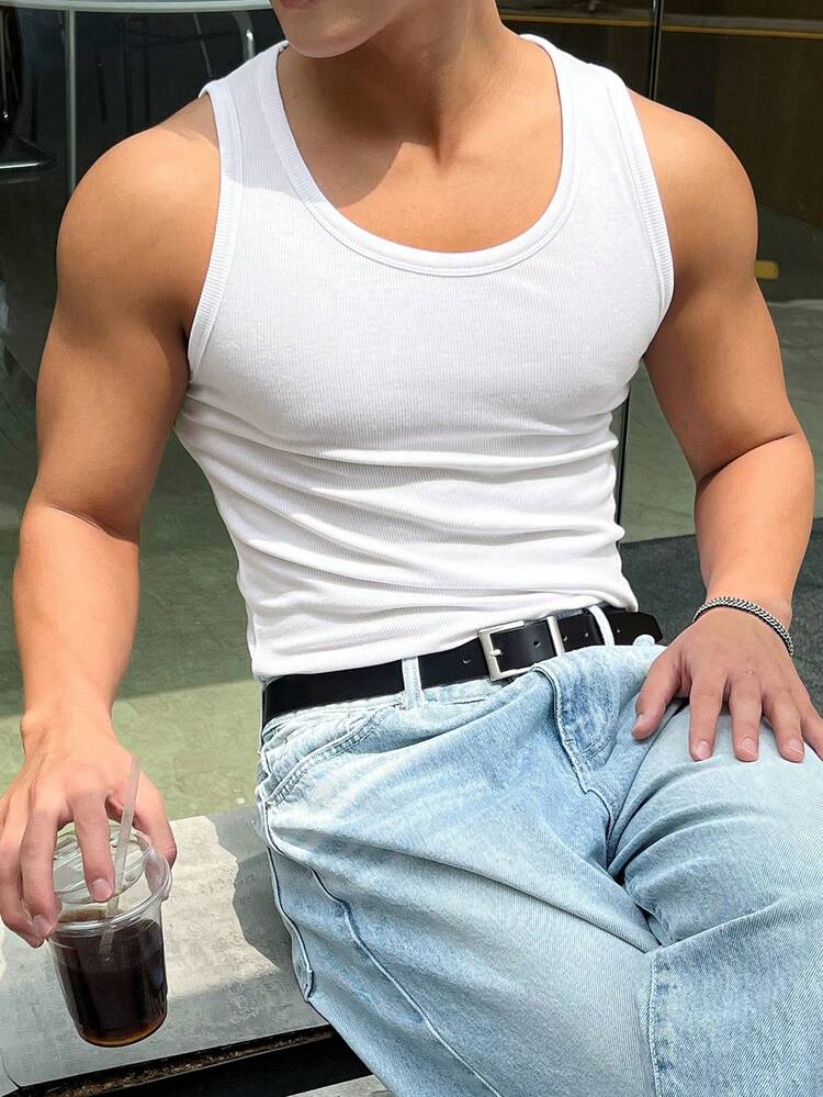 DAZY ملابس علوية كم قطني أساسية للرجال للصيف