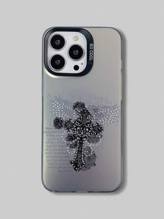 Grunge Punk 1 pieza Carcasa de teléfono móvil con alas de cruz gótica IMD
