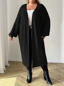 SHEIN CURVE+ Curve Plus Drop Shoulder Cardigan, For Winter