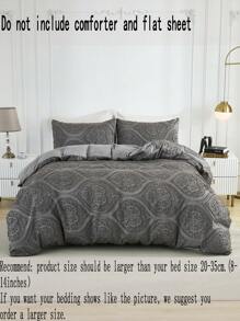 Bộ 3 vỏ chăn cắt hoa văn châu Âu màu xám, phù hợp cho mọi mùa, trang trí phòng ngủ - Màu xám đen - Xem 19