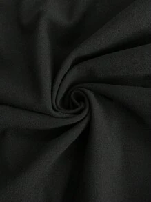 SHEIN LUNE Women's Plain Front Button Up Long Sleeve Casual Blouse - Black - View 6