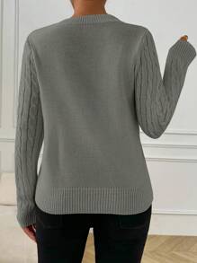 SHEIN LUNE Loose And Cozy V-Neck Long Sleeve Sweater For Women, Casual Style, Autumn/Winter Knit Pullover Fall Outfit