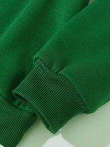 SHEIN 圣诞节男婴休闲可爱卡通圣诞老人与驯鹿印花基本款圆领卫衣 - 墨綠色 - 查看 4