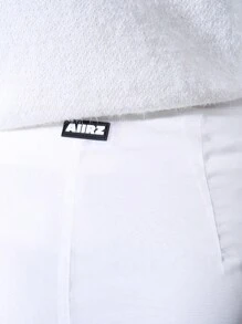 AiiRZ 优雅迷你裙羽毛饰边派对晚宴薄纱罩衫高腰白色铅笔裙婚礼伴娘晚宴特殊场合 - 白色 - 查看 4