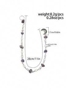 ROMWE Fairycore 1 pieza Accesorio para el cabello con clip de cadenas de cuentas con cristales en forma de estrella y luna, joyería de moda minimalista para la cabeza