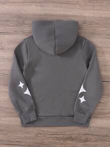 SHEIN Tween Boy 字母印花长袖休闲夹克 - 灰色 - 查看 2