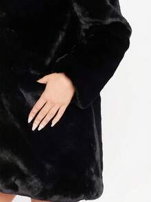 Ladies' Solid Color Long-Sleeved Simple And Fashionable Casual Thickened Warm Autumn And Winter Coat With Hidden Buttons And Pockets.Downcoat