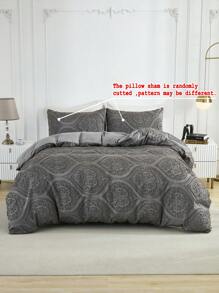 Bộ 3 vỏ chăn cắt hoa văn châu Âu màu xám, phù hợp cho mọi mùa, trang trí phòng ngủ - Màu xám đen - Xem 21