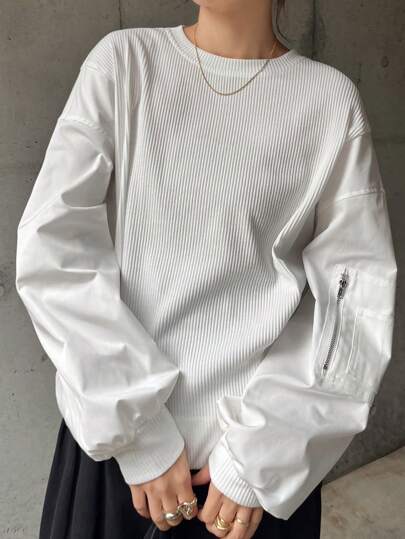 FRIFUL 女士休闲纯色落肩长袖宽松运动衫，秋季