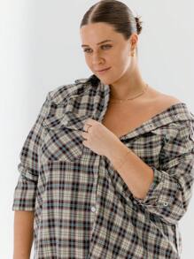 Aralina Curve Plaid Long Sleeve Button-Front Plus Size Casual Shirt