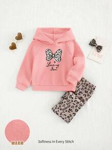 Cozy Pixies Conjunto de 2 piezas para bebé niña con sudadera con capucha con estampado de corazón y pantalones acampanados - Multicolor - Ver 11