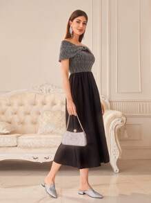 CUCCOO TILAWA Giày cao gót thấp lấp lánh màu xanh lá cây thời trang dự tiệc cho phụ nữ vào dịp Giáng sinh và năm mới, mùa thu và đông - Bạc - Xem 8