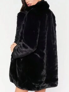 Ladies' Solid Color Long-Sleeved Simple And Fashionable Casual Thickened Warm Autumn And Winter Coat With Hidden Buttons And Pockets.Downcoat