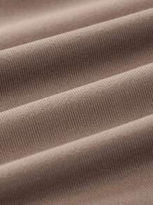 SHEIN BASICS Camiseta unicolor de cuello scoop - Caqui - Ver 6