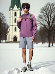 Manfinity Sport Corelite 男士字母印花立领长袖户外 T 恤