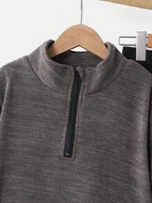 2 pièces/Ensemble Top à manches longues moelleux et pantalon pour garçons adolescents décontracté