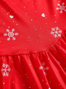SHEIN Jonge meisjes cosplay getailleerde rode jurk voor kinderen herfst/winter/kerst