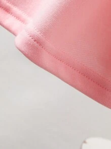 Bộ 2 áo phông màu hồng thoải mái cho bé gái sơ sinh và khăn choàng sọc có thể tháo rời, thích hợp mặc hàng ngày vào mùa thu/đông - Hồng - Xem 4