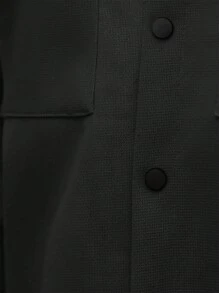 Manfinity Homme Plus Size Men Long Sleeve Casual Shacket, For Fall