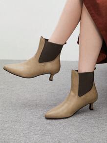 CUCCOO BIZCHIC Women Pointed Toe Low Heel Elastic Mid-Calf Boots For Christmas And New Year Holiday