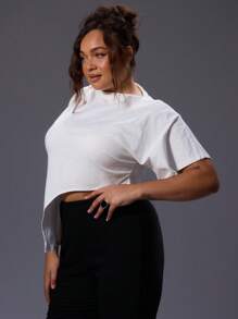 MUSERA 大码不对称袖侧系带T恤，适合外出、派对、夜店、锐舞派对、演唱会、节日、性感装扮、约会之夜、日常穿着、返校季、工作等各种场合，秋冬季皆宜。