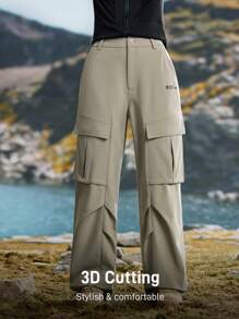 In My Nature Pantalones de carga casuales de unicolor para mujer, pantalones para exteriores