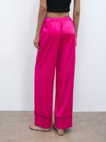 Maija 冬季新款洋红色拼布休闲时尚女裤套装，适合日常、派对、节日、户外、睡衣、婚礼、圣诞节、新年、感恩节礼物套装情人节 - 玫紅色 - 查看 3