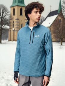 Manfinity Sport Corelite Manfinity UrbanChill 男士休闲纯色纹理立领户外连帽衫，秋季抓绒拉链连帽外套，加厚休闲百搭针织外套，适合运动和户外活动，男友风，男士冬季穿搭，男士外套，优质面料，专为户外活动设计，男士必备外套，圣诞礼物，万圣节礼物，秋冬季